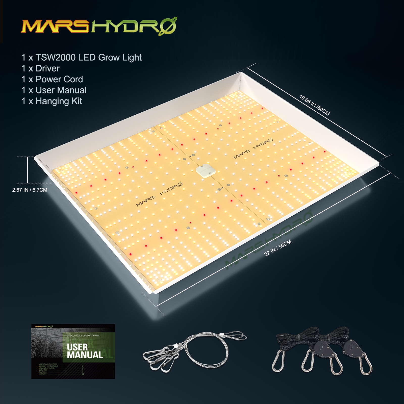 Mars Hydro TSW 2000 300W Vollspektrum LED-Pflanzenlampe 